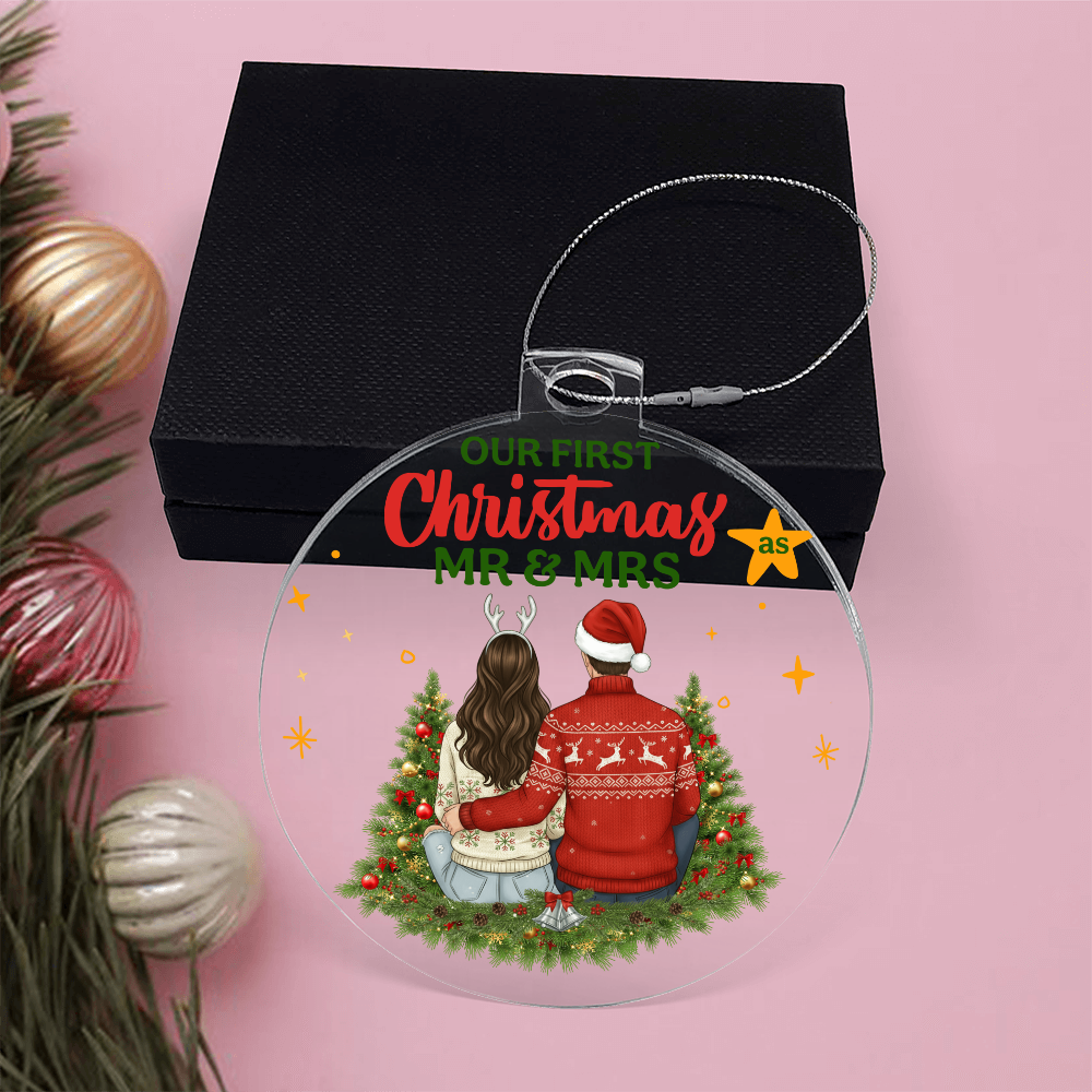 Our First Christmas As Mr & Mrs Acrylic Bulb Ornament