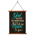 God Blessed The Broken Road Wood Framed Wall Tapestry