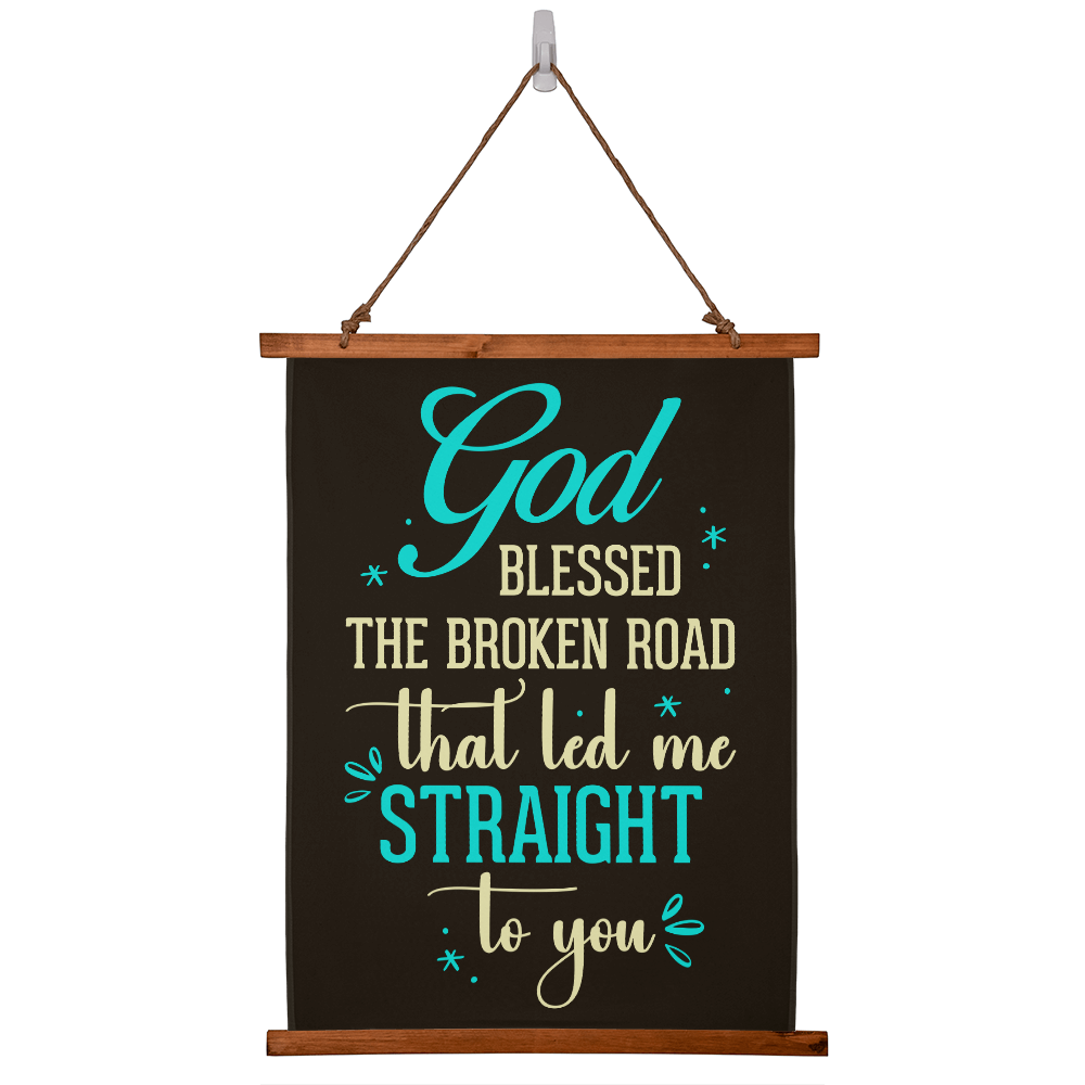 God Blessed The Broken Road Wood Framed Wall Tapestry