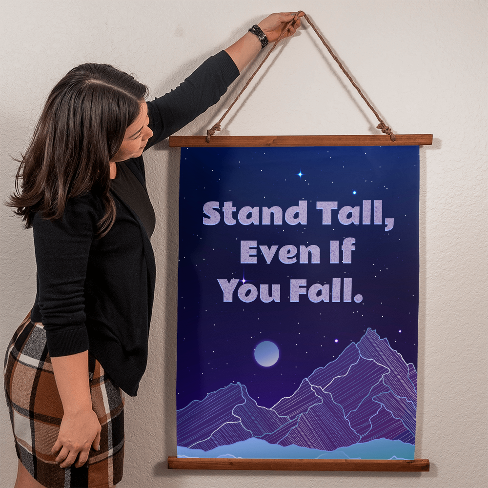 Stand Tall Even If You Fall Wood Framed Wall Tapestry
