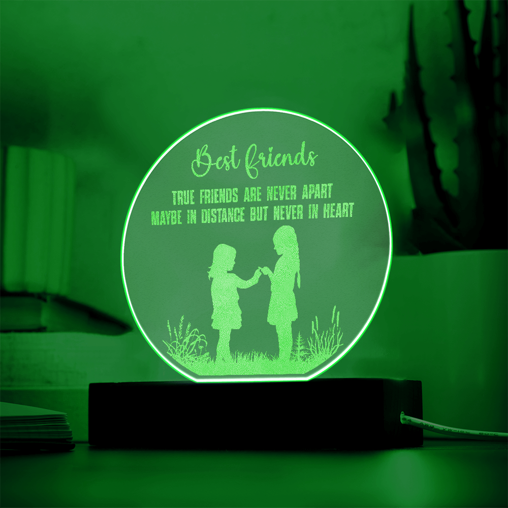 True Friends Are Never Apart Engraved Acrylic Circle Plaque - Gift for Friend