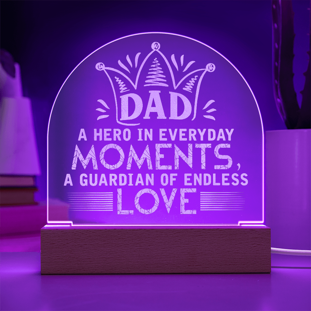 Dad A Hero Is Born Engraved Acrylic Dome Plaque - Gift for Dad