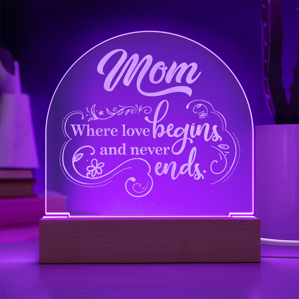 Mom Where Love Resides Engraved Acrylic Dome Plaque - Gift for Mom