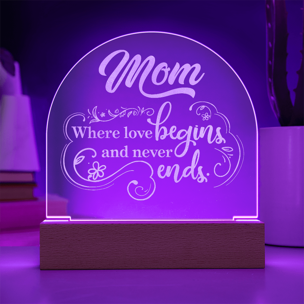 Mom Where Love Resides Engraved Acrylic Dome Plaque - Gift for Mom