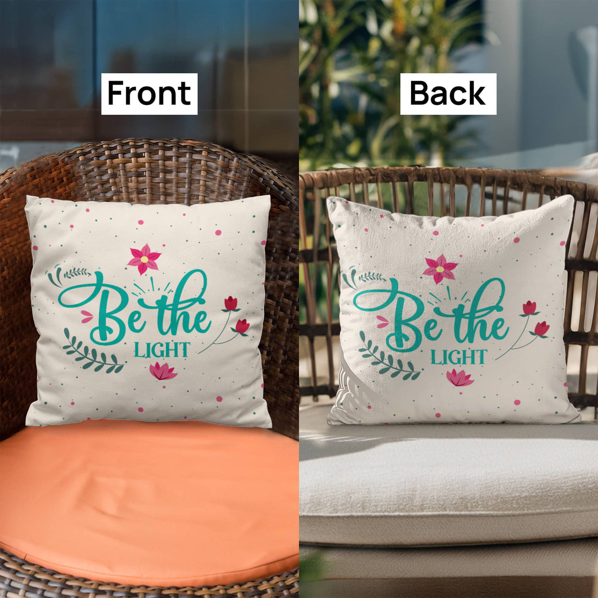 Be The Light Pillow, Inspirational Floral Gift