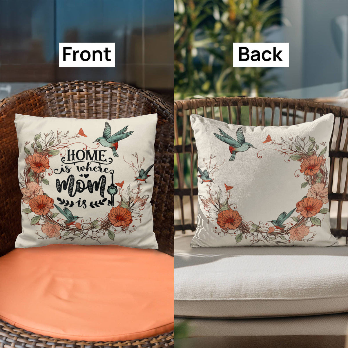 Home Is Where Mom Is Pillow, Floral Mom Gift