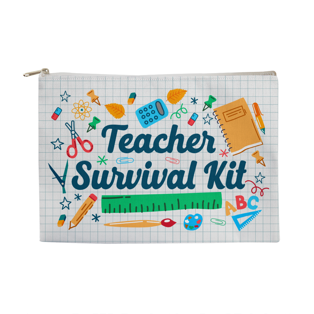 Teacher Survival Kit Zippered Pouch, Large - Teacher Gift