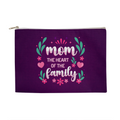 Mom, The Heart Of The Family Zippered Pouch, Large