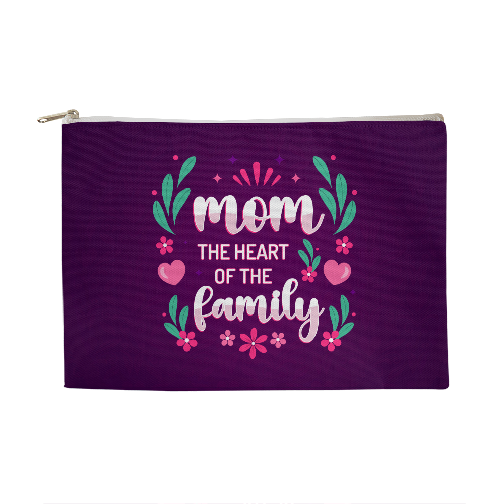 Mom, The Heart Of The Family Zippered Pouch, Large