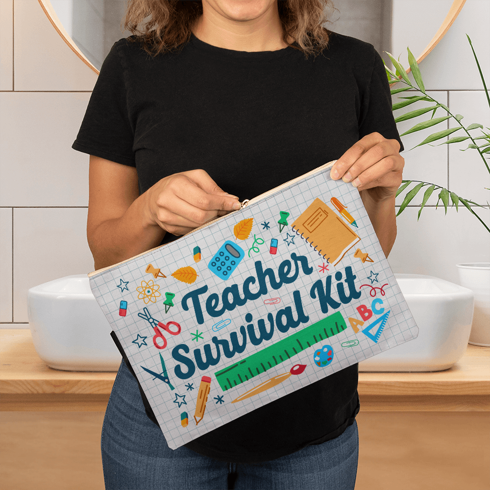 Teacher Survival Kit Zippered Pouch, Large - Teacher Gift