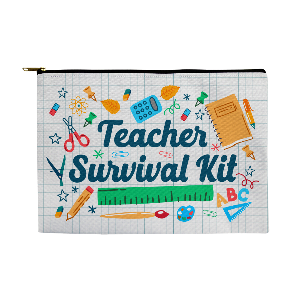Teacher Survival Kit Zippered Pouch, Large - Teacher Gift