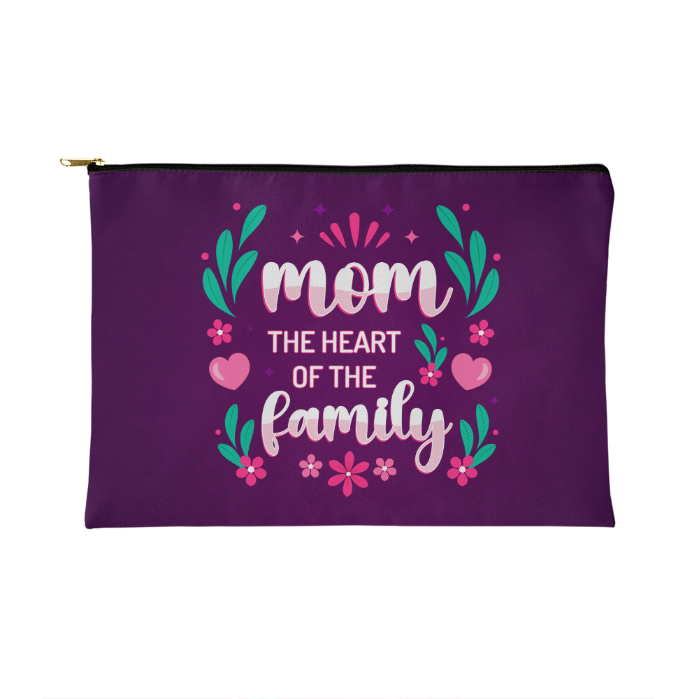 Mom, The Heart Of The Family Zippered Pouch, Small