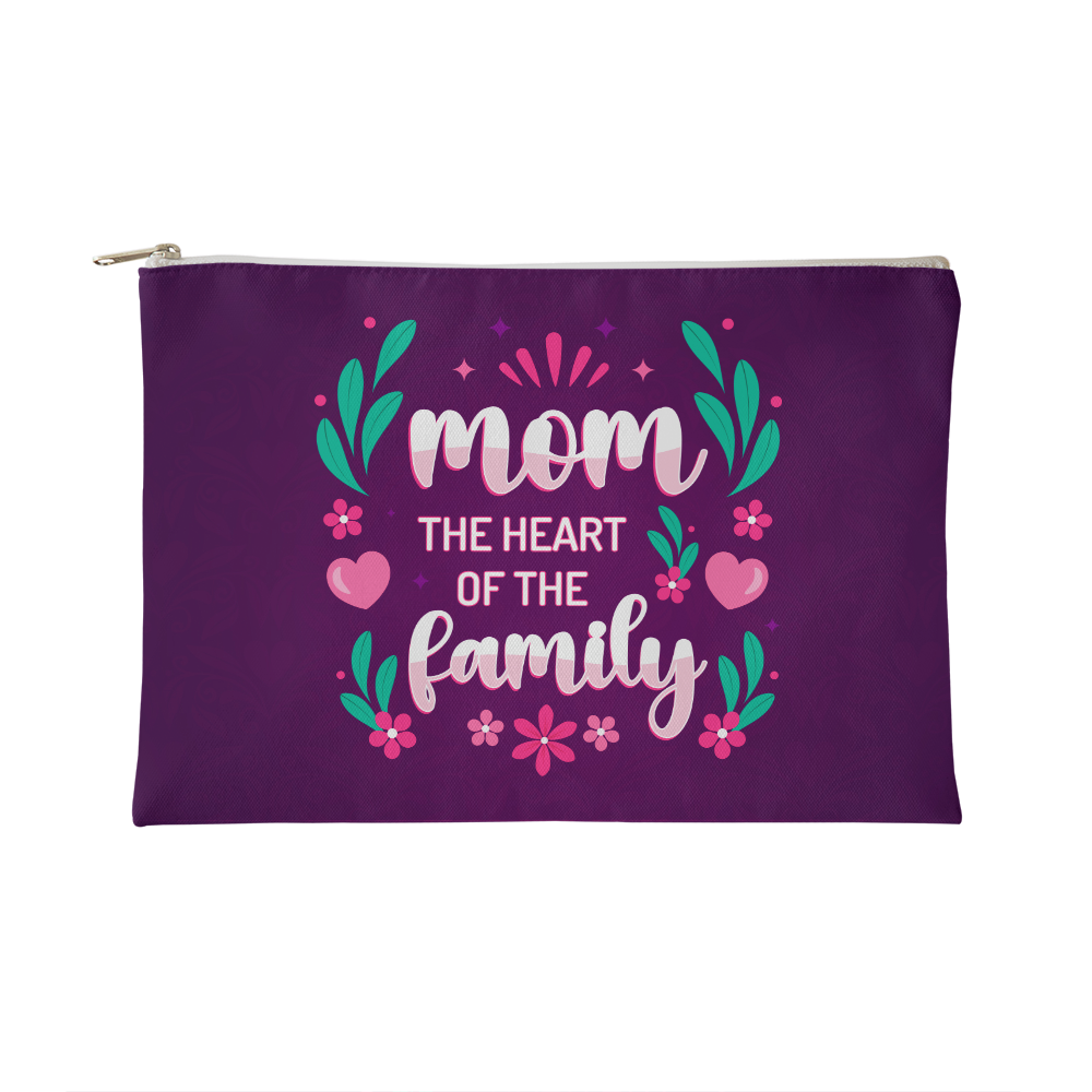 Mom, The Heart Of The Family Zippered Pouch, Small
