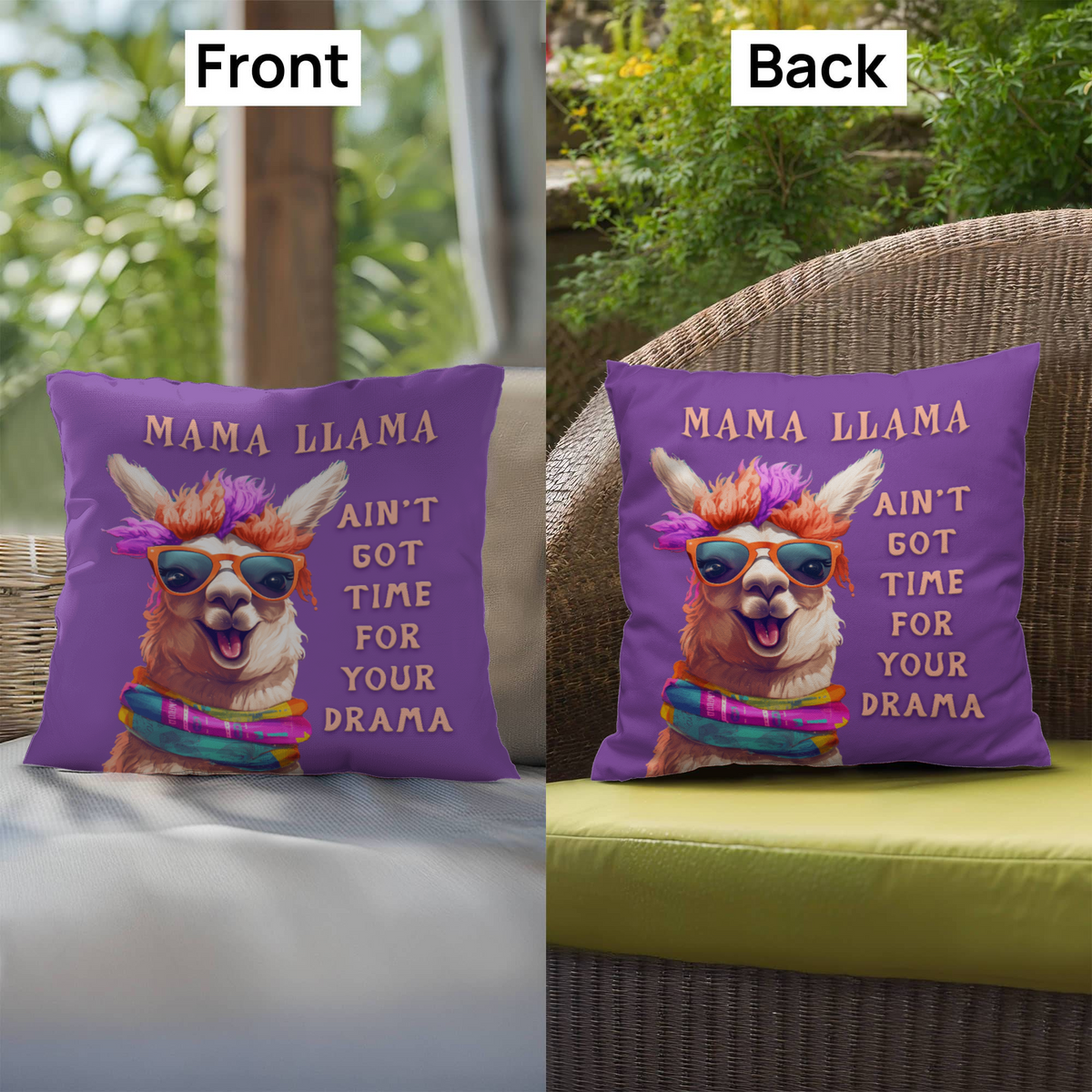 Mama Llama, No Time For Your Drama — Indoor/Outdoor Pillow