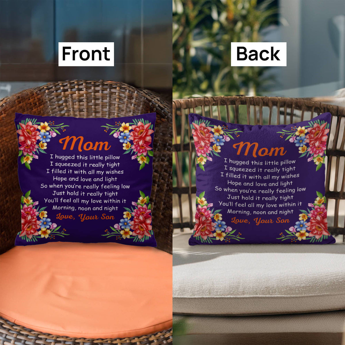 Mom, I Hugged This Little Pillow - Pillow Cover With Insert, Long Distance Mom Gift