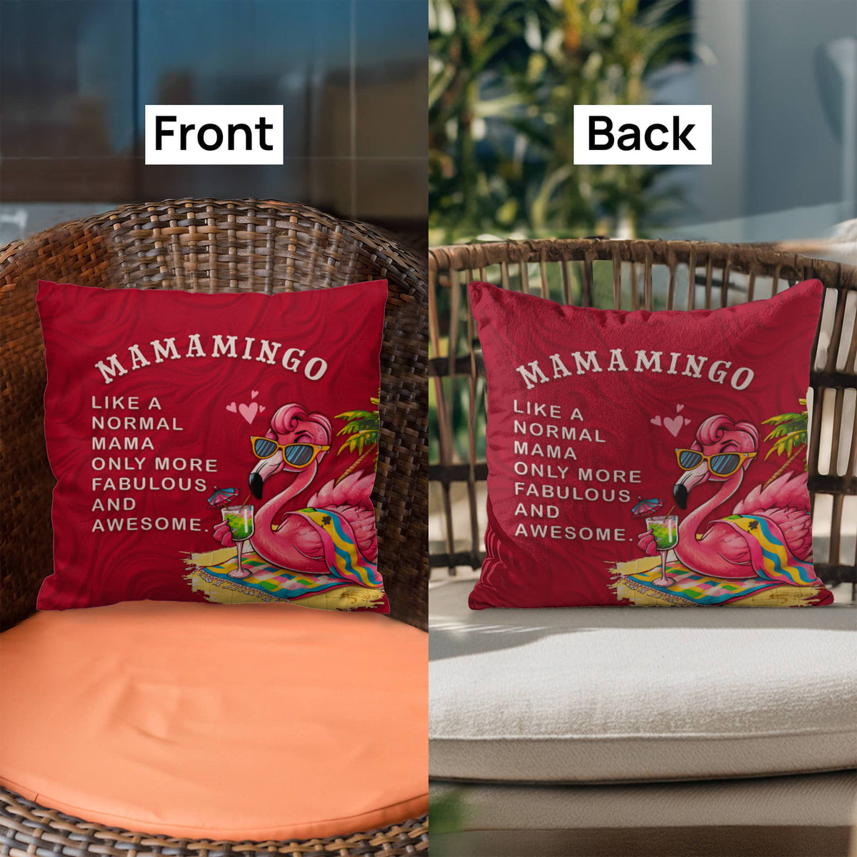 Mamamingo Pillow Cover With Insert, Funny Flamingo Mom Gift