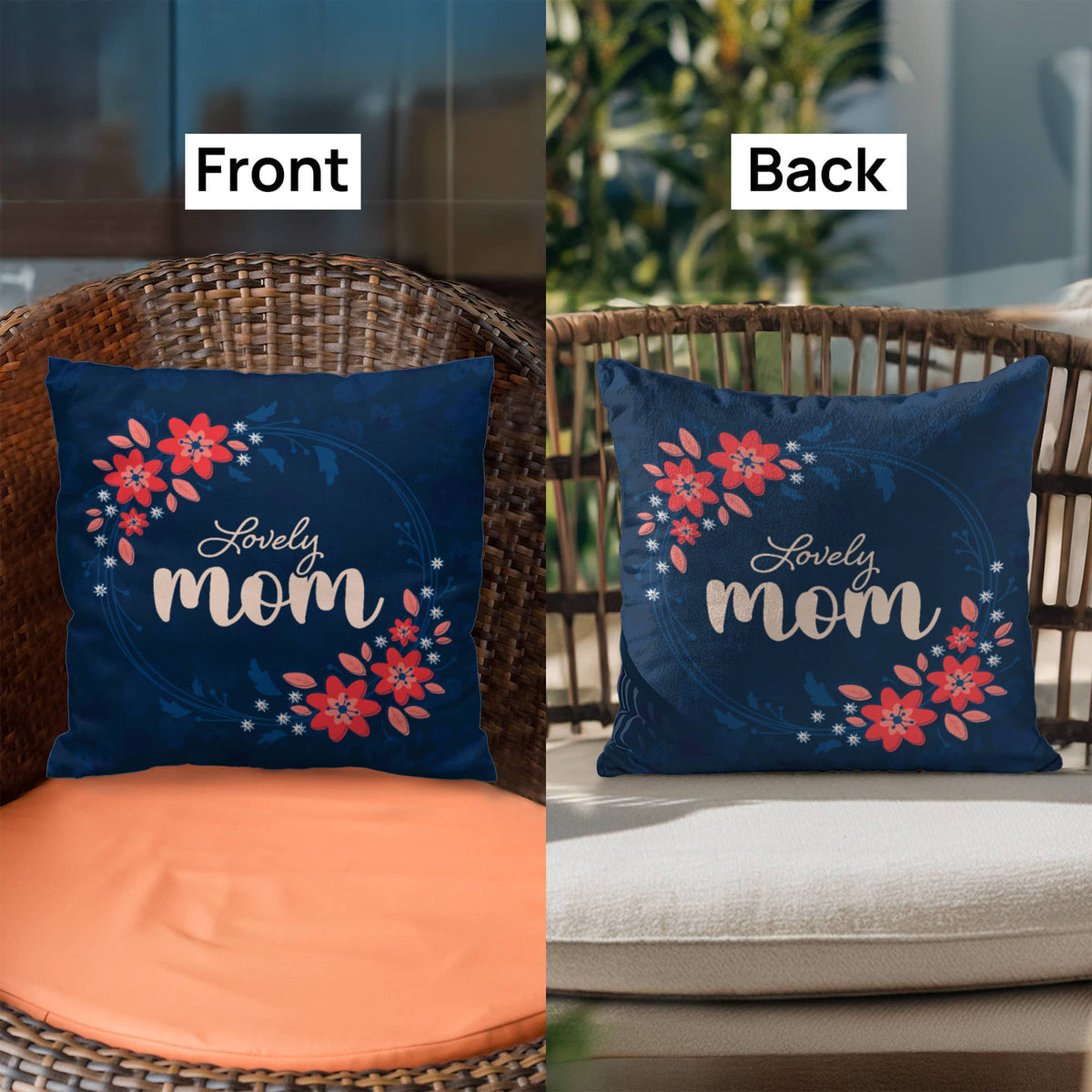 Lovely Mom Pillow Cover With Insert, Floral Mom Gift