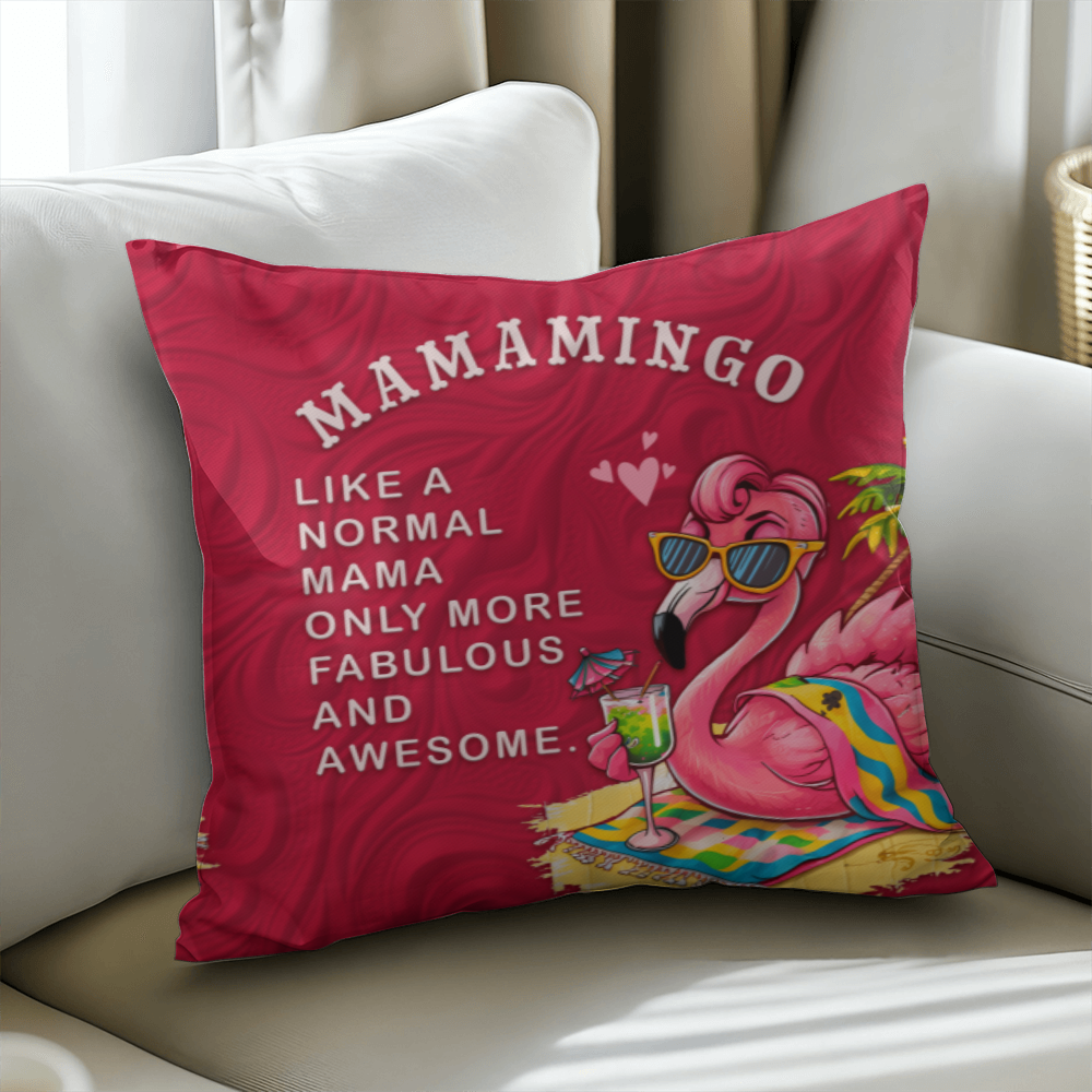 Mamamingo Pillow Cover With Insert, Funny Flamingo Mom Gift