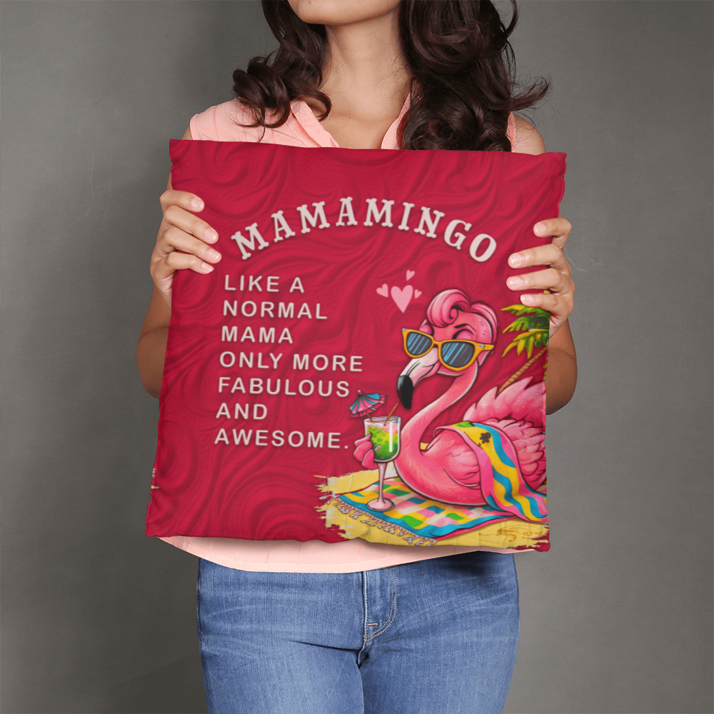 Mamamingo Pillow Cover With Insert, Funny Flamingo Mom Gift