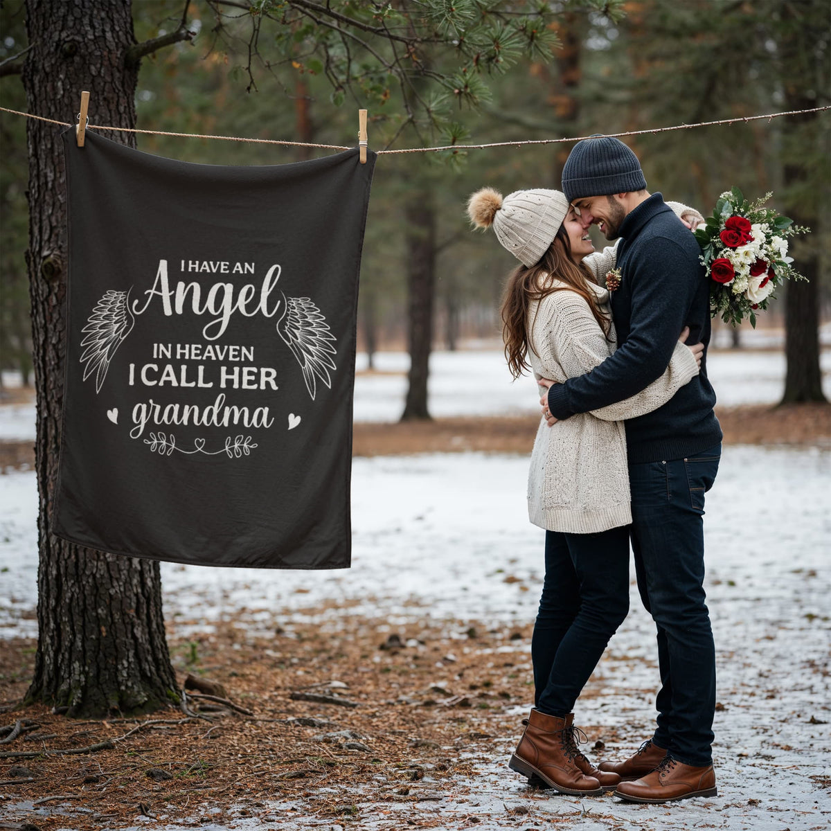 I Have An Angel In Heaven I Call Her Grandma - Coral Fleece Blanket