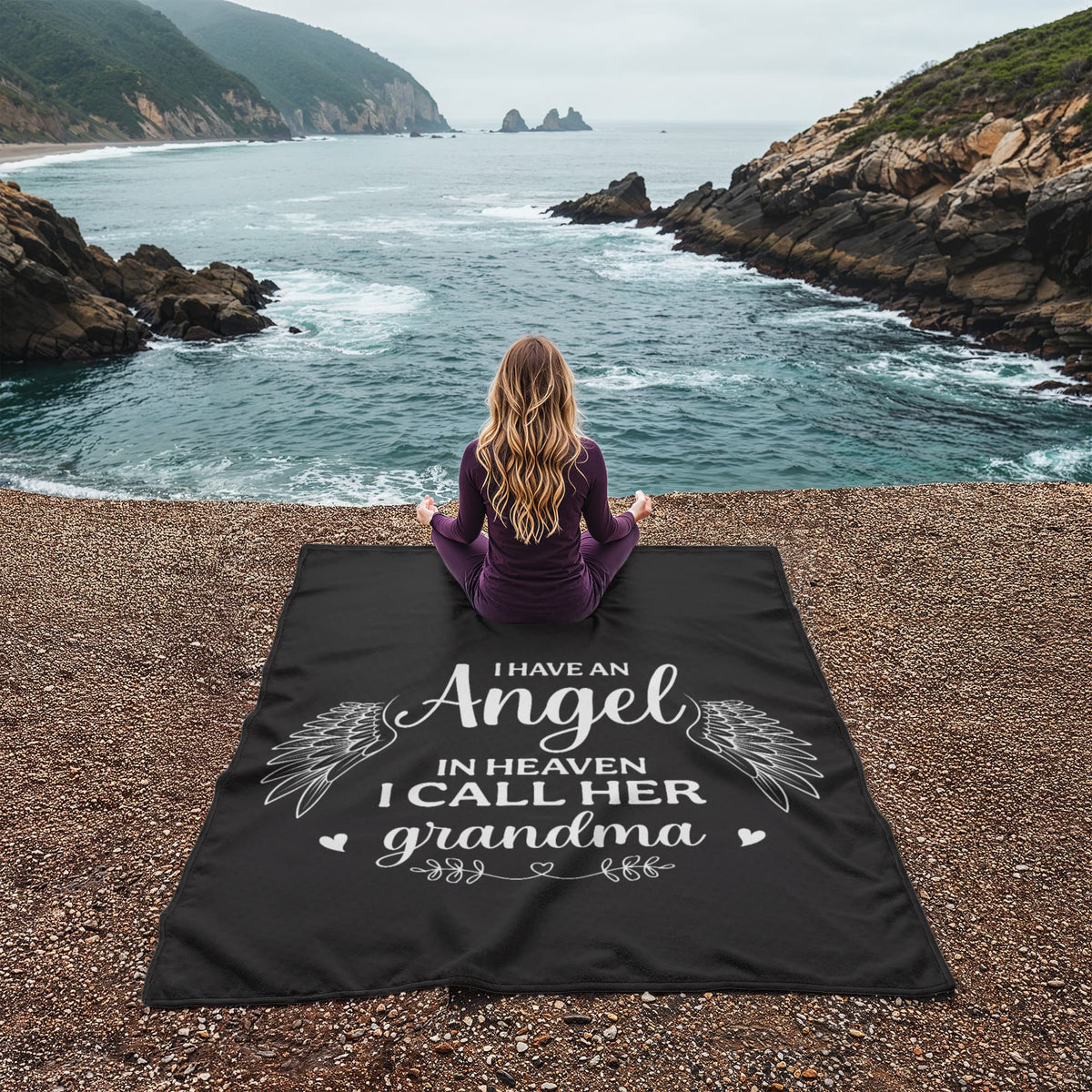 I Have An Angel In Heaven I Call Her Grandma - Coral Fleece Blanket