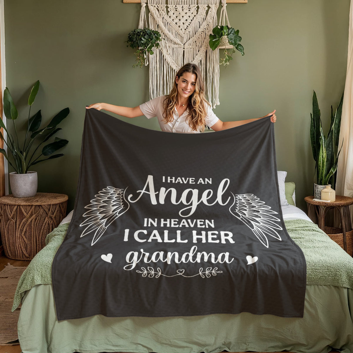 I Have An Angel In Heaven I Call Her Grandma - Coral Fleece Blanket