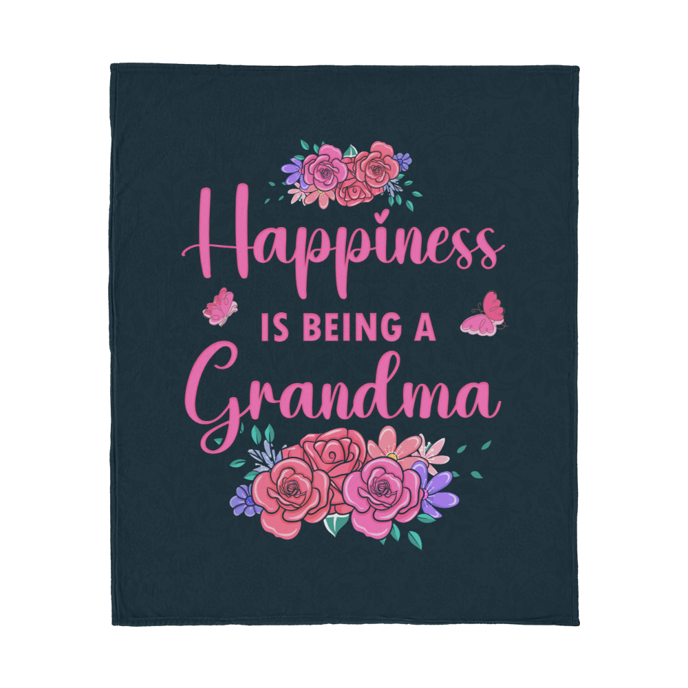 Happiness Is Being A Grandma — Jersey Fleece Blanket