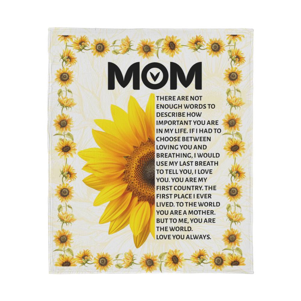 Mom, Not Enough Words (Sunflowers) — Jersey Fleece Blanket