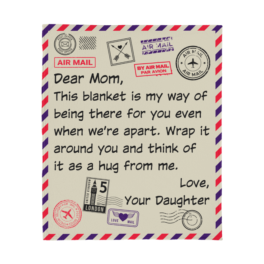Dear Mom, Airmail Letter From Your Daughter — Jersey Fleece Blanket