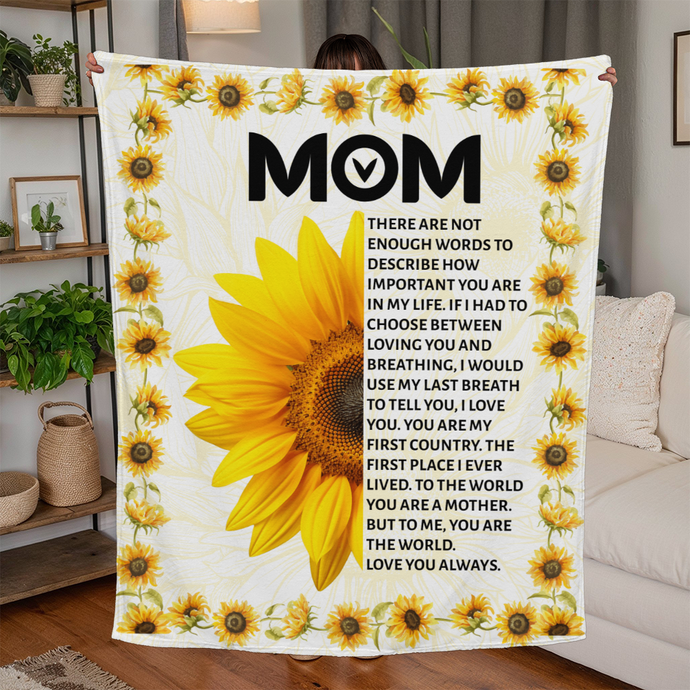 Mom, Not Enough Words (Sunflowers) — Jersey Fleece Blanket