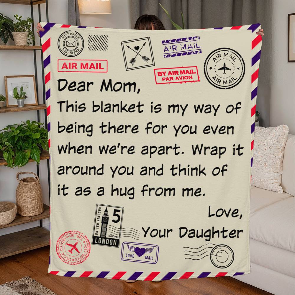 Dear Mom, Airmail Letter From Your Daughter — Jersey Fleece Blanket