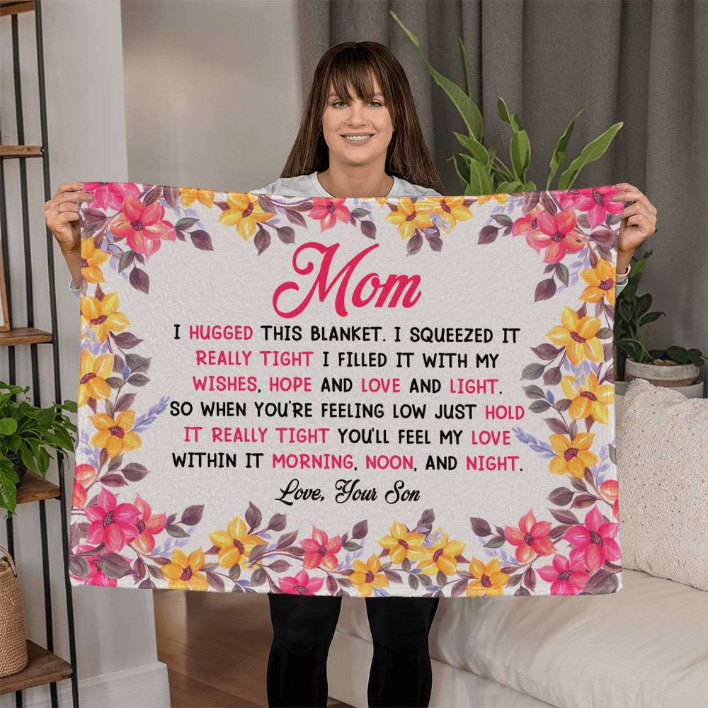 Mom, I Hugged This Blanket, Love Your Son — Coral Fleece Blanket