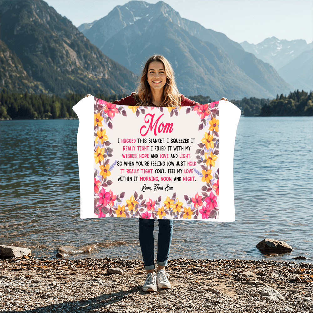 Mom, I Hugged This Blanket, Love Your Son — Coral Fleece Blanket