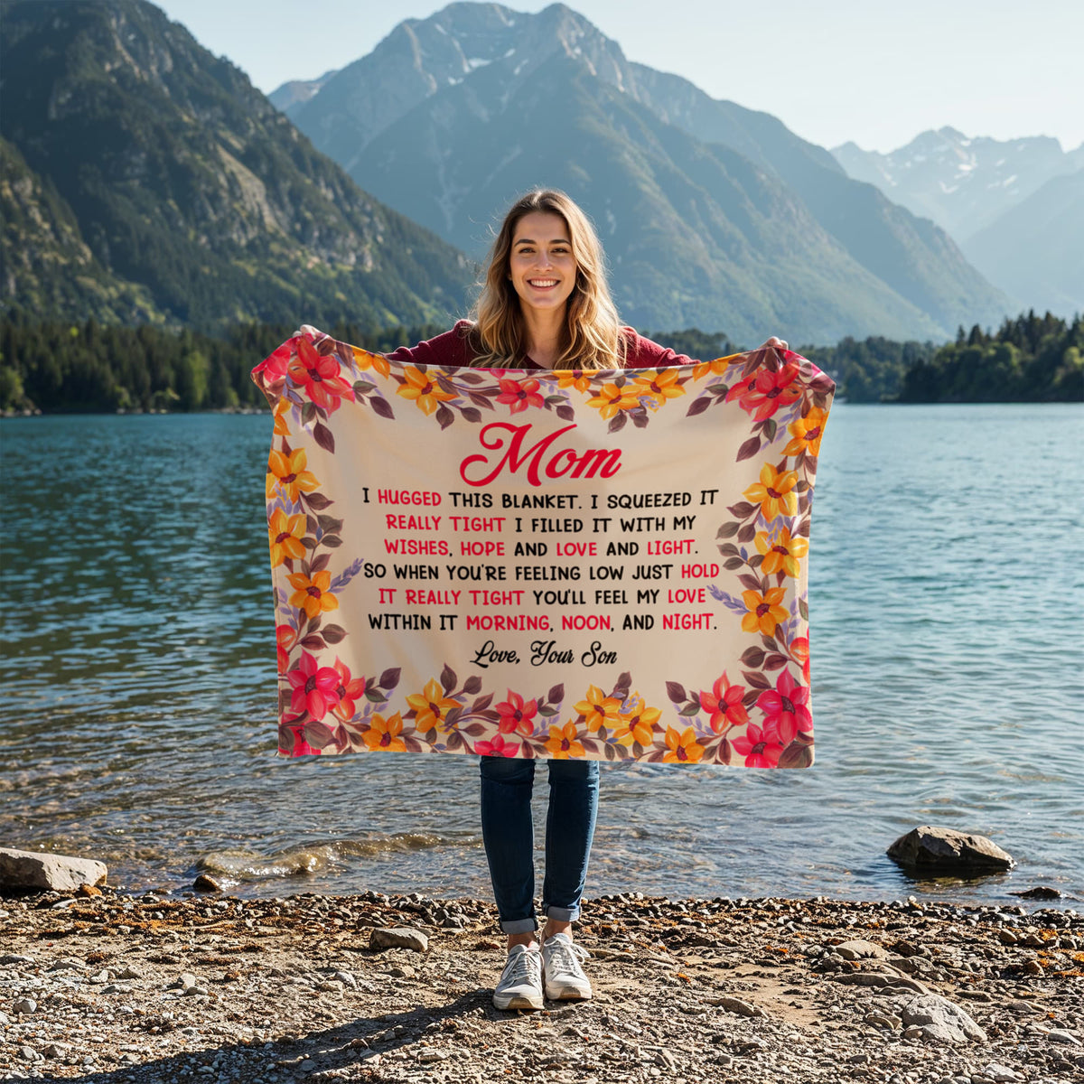 Mom, I Hugged This Blanket, Love Your Son — Coral Fleece Blanket