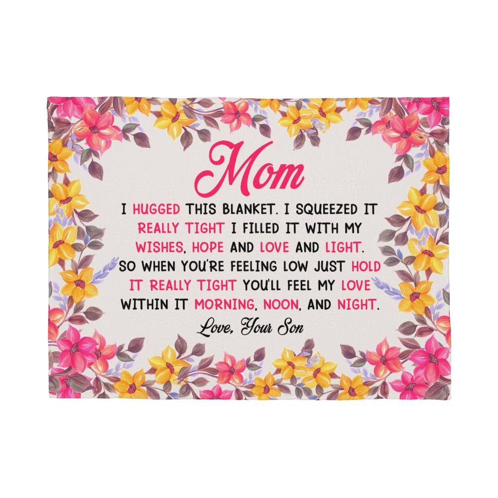 Mom, I Hugged This Blanket, Love Your Son — Coral Fleece Blanket