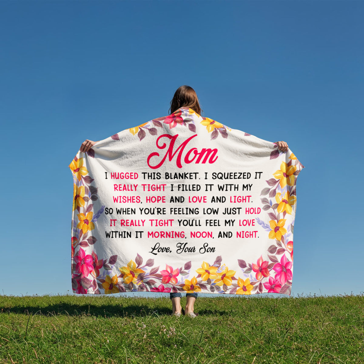 Mom, I Hugged This Blanket, Love Your Son — Coral Fleece Blanket