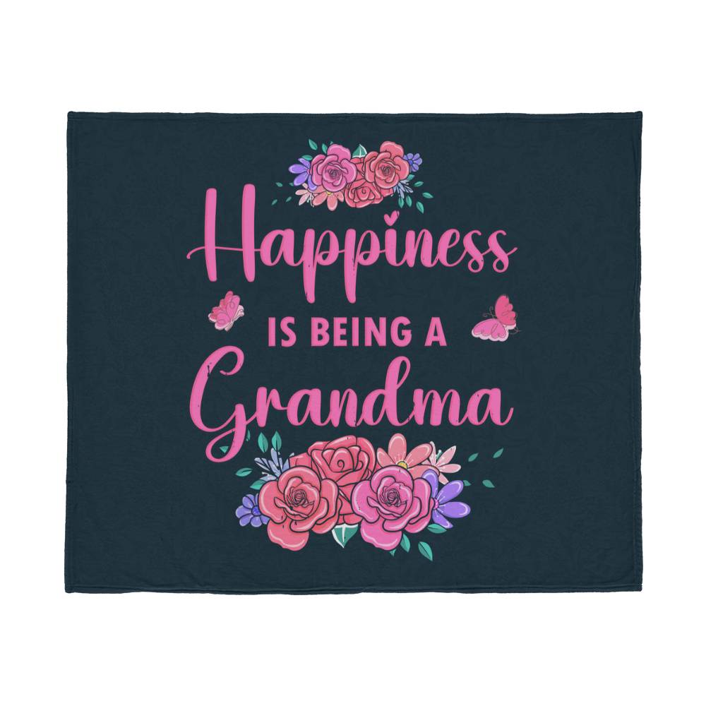 Happiness Is Being A Grandma — Jersey Fleece Blanket