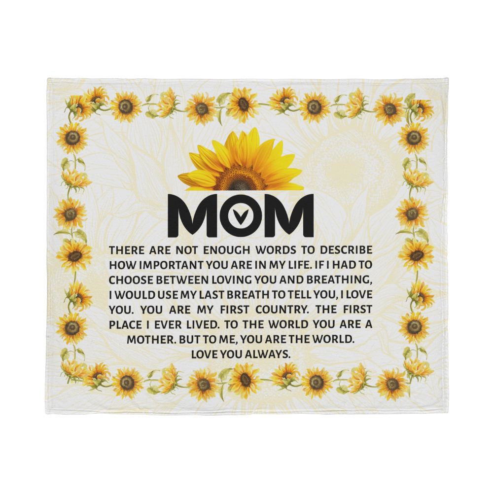 Mom, Not Enough Words (Sunflowers) — Jersey Fleece Blanket