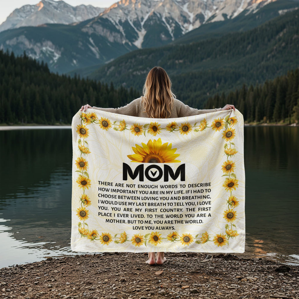 Mom, Not Enough Words (Sunflowers) — Jersey Fleece Blanket