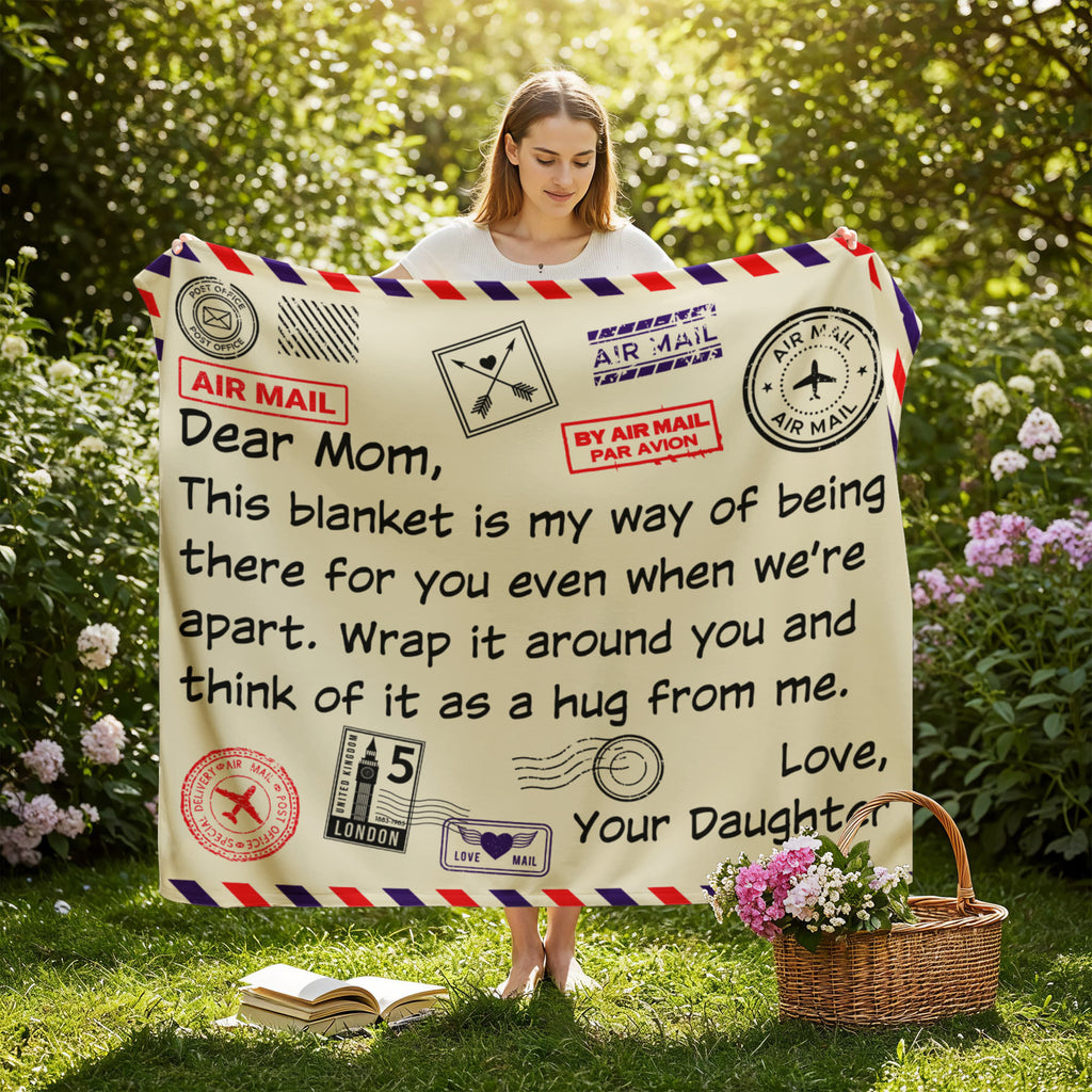 Dear Mom, Airmail Letter From Your Daughter — Jersey Fleece Blanket