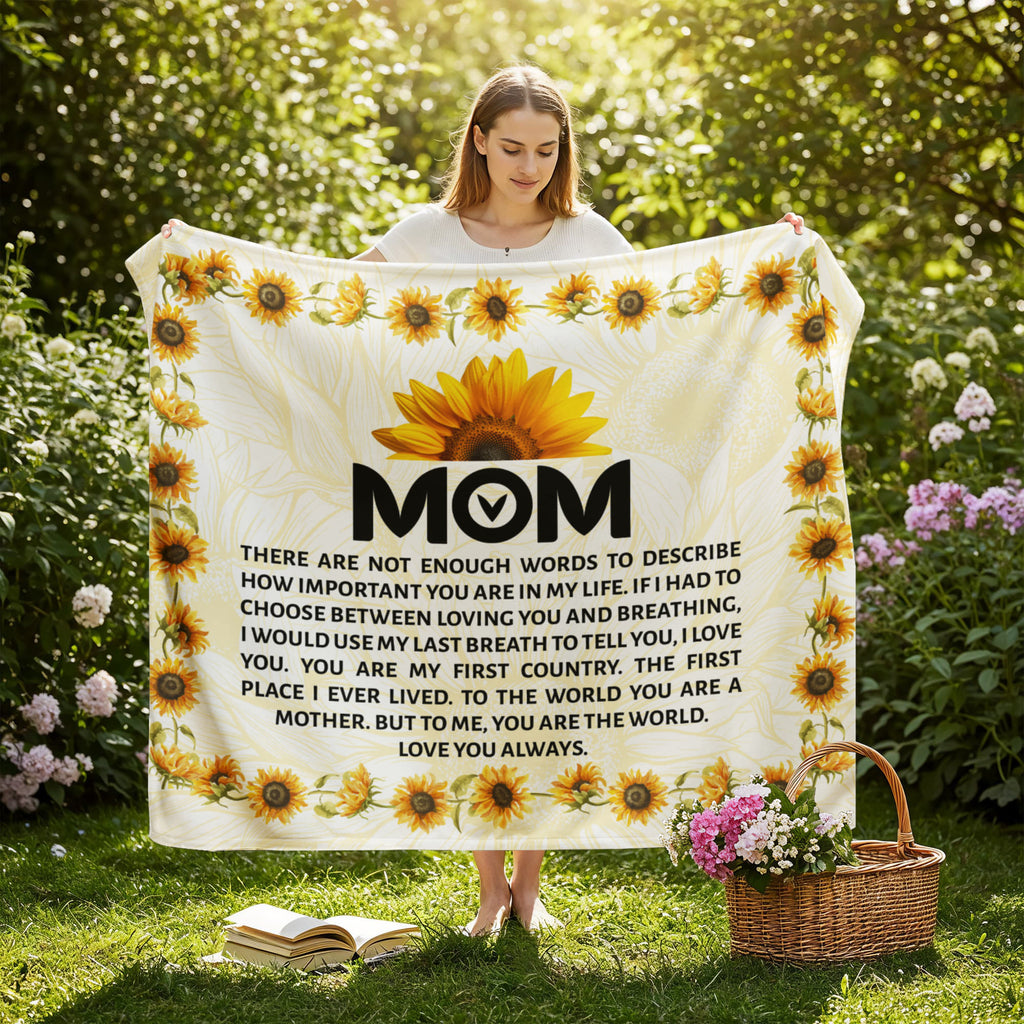 Mom, Not Enough Words (Sunflowers) — Jersey Fleece Blanket