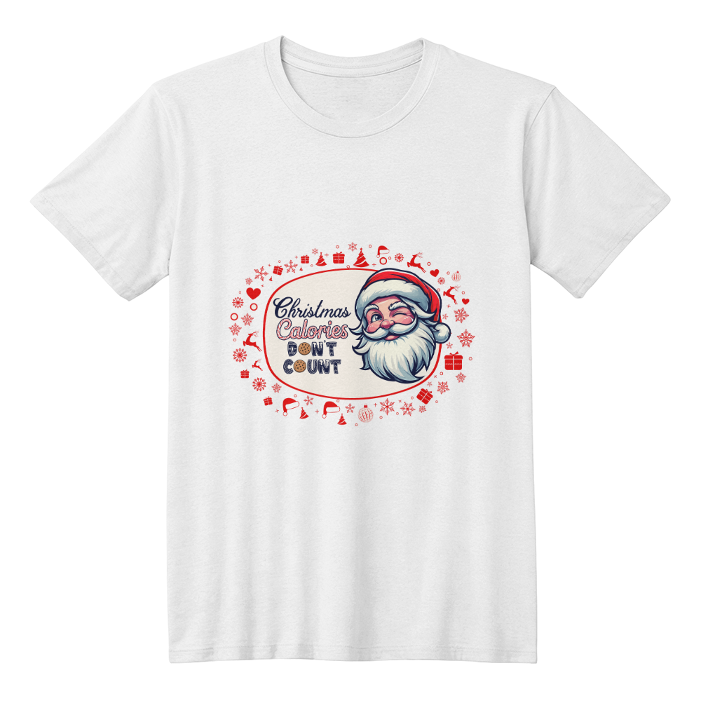 Funny Christmas Shirt - Christmas Calories Don't Count Santa Holiday Tee