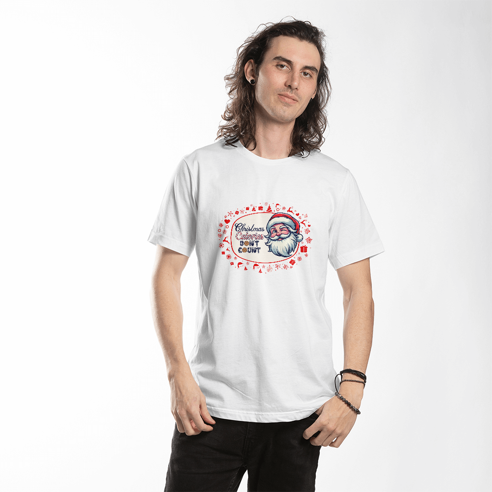 Funny Christmas Shirt - Christmas Calories Don't Count Santa Holiday Tee