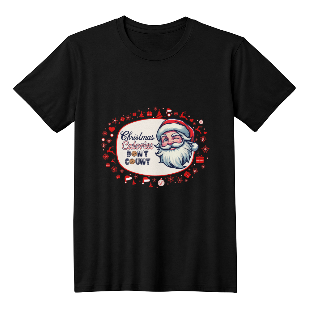 Funny Christmas Shirt - Christmas Calories Don't Count Santa Holiday Tee