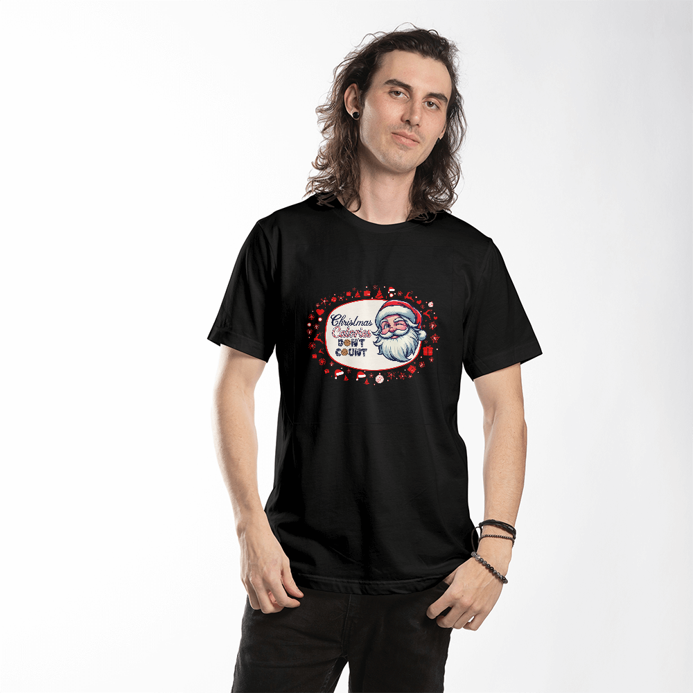 Funny Christmas Shirt - Christmas Calories Don't Count Santa Holiday Tee