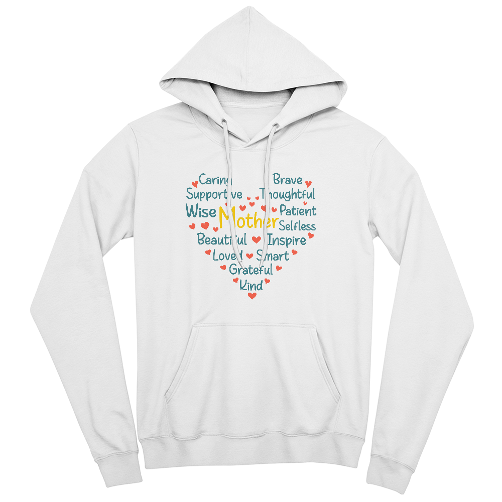 Caring Brave Mother Heart Hoodie, Mom Word Art Gift