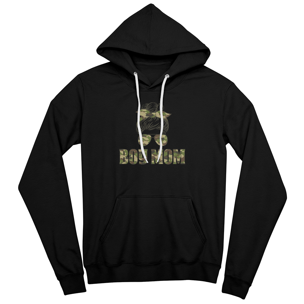 Boy Mom Hoodie, Camo Messy Bun Mom Gift