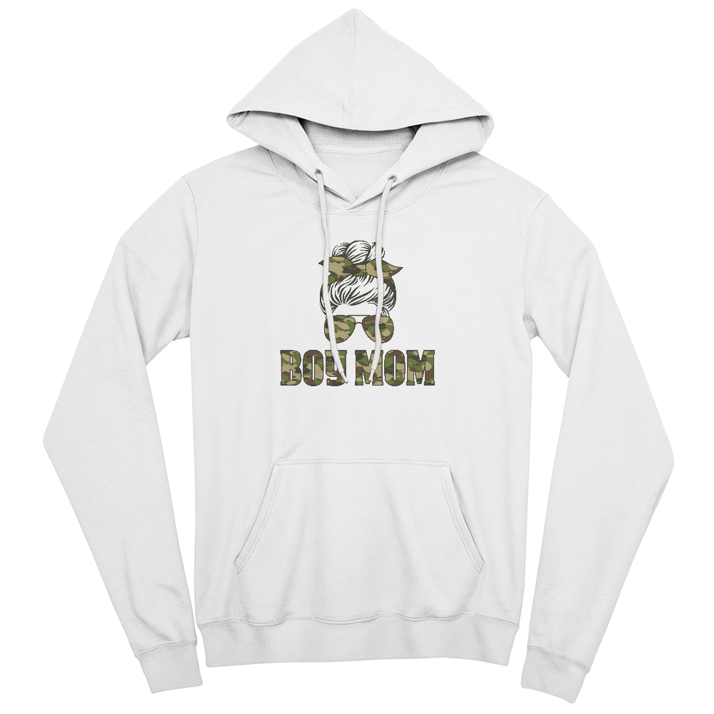 Boy Mom Hoodie, Camo Messy Bun Mom Gift