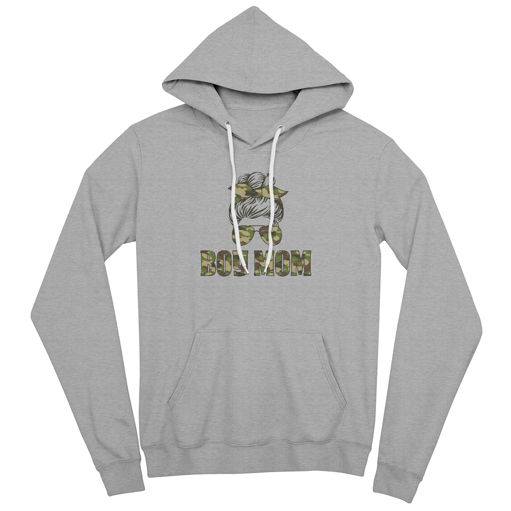Boy Mom Hoodie, Camo Messy Bun Mom Gift