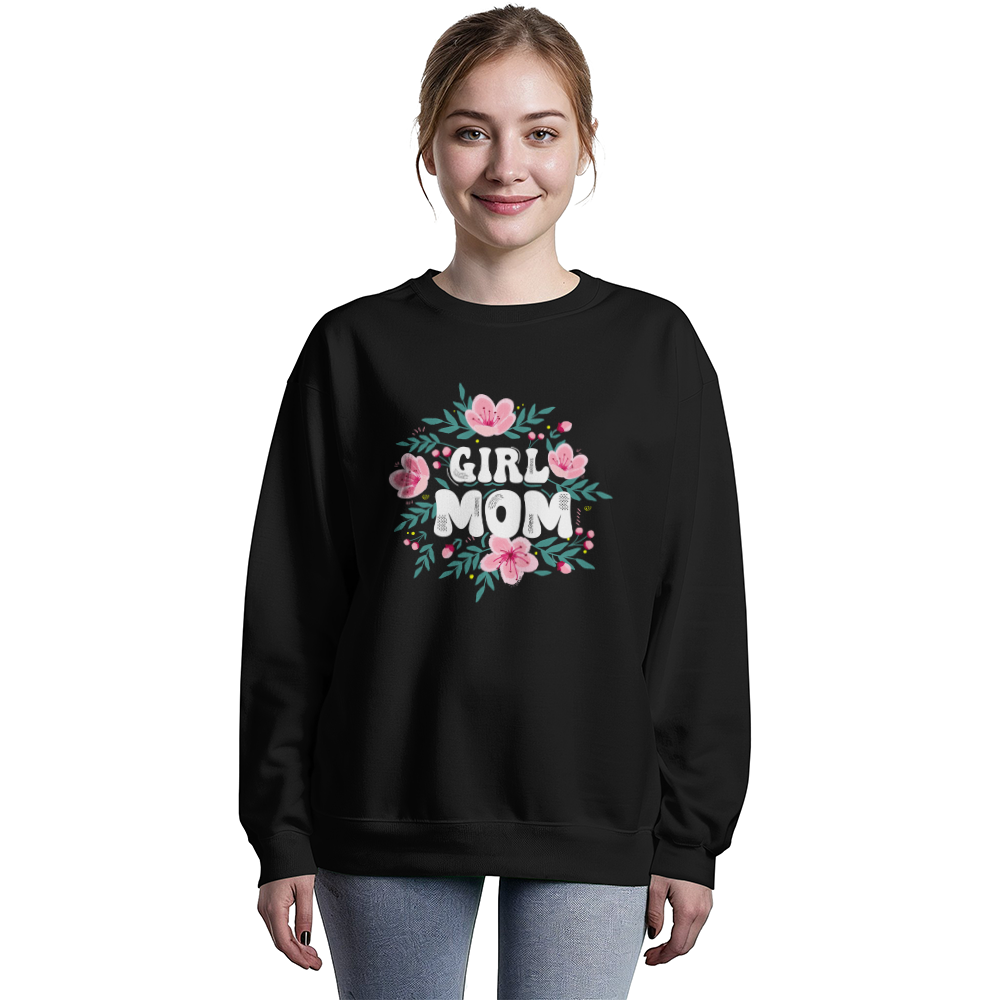 Girl Mom Crewneck Sweatshirt, Floral Mom Gift